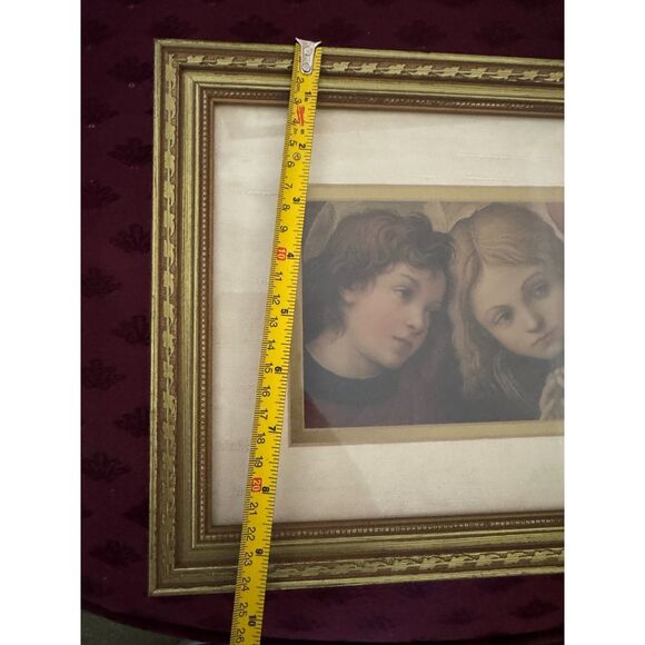 Two Prayerful Angels Print By Lippi Gold Framed Art 11.5" x 9.5" - Picture 2 of 4